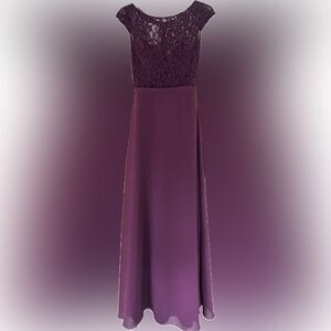 Elegant burgundy Lace top A-Frame Evening Gown